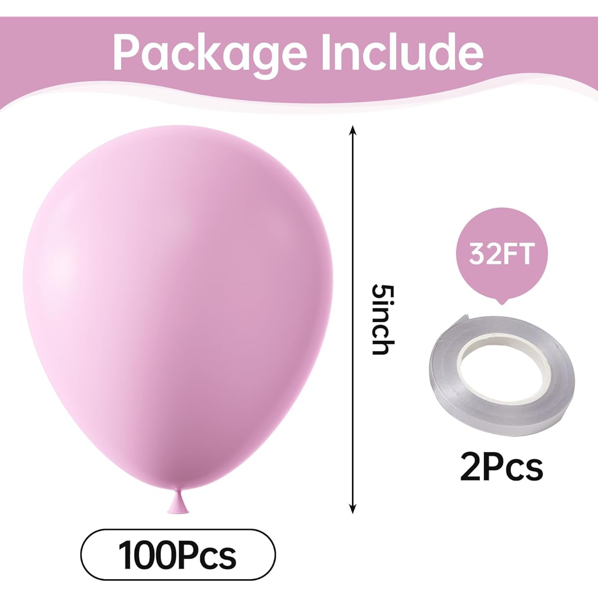 KALOR Light Pink Balloons 100pcs 5inch Mini Matte Latex Balloons for Balloon Garland Arch, Girls Birthday Decorations, Wedding Party, Baby Shower Decorations
