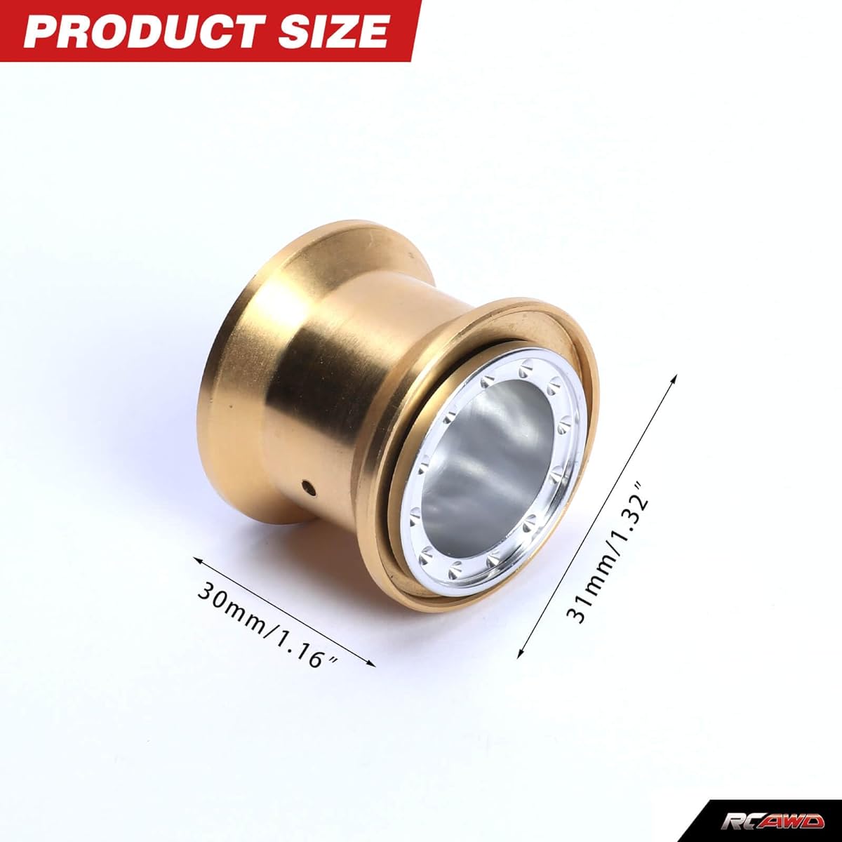 RCAWD Unique Design 1.0 Plus Brass Beadlock Wheel Rims 4pcs for 1/18 1/24 RC Crawler TRX4M AXI24 SCX24 FCX24 FCX24 48/pc (Silver)