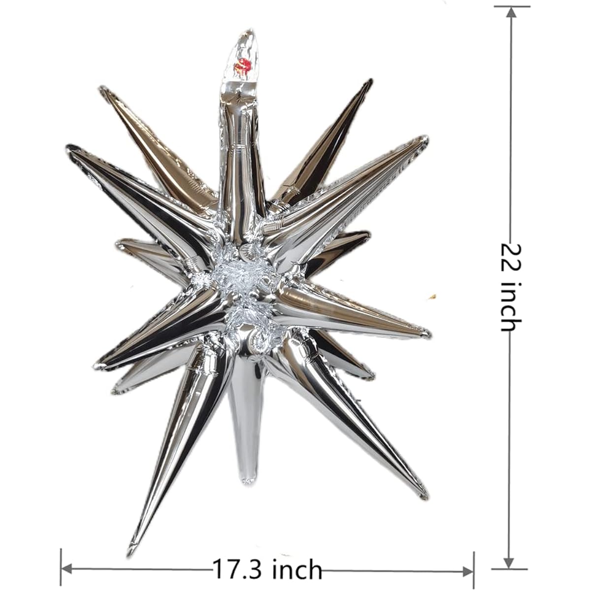 13 Pack Star Balloons - 14 Corner Siamese Explosion Star Foil Balloons - 22 Inch 3D Starburst Mylar Silver Balloons for Party Balloon Decorations