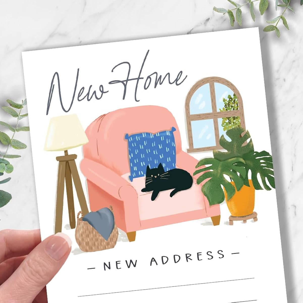 New Address Cards - Charming Cat on Chair Design - 20 Change of Address Cards with Envelopes - Moving Notice