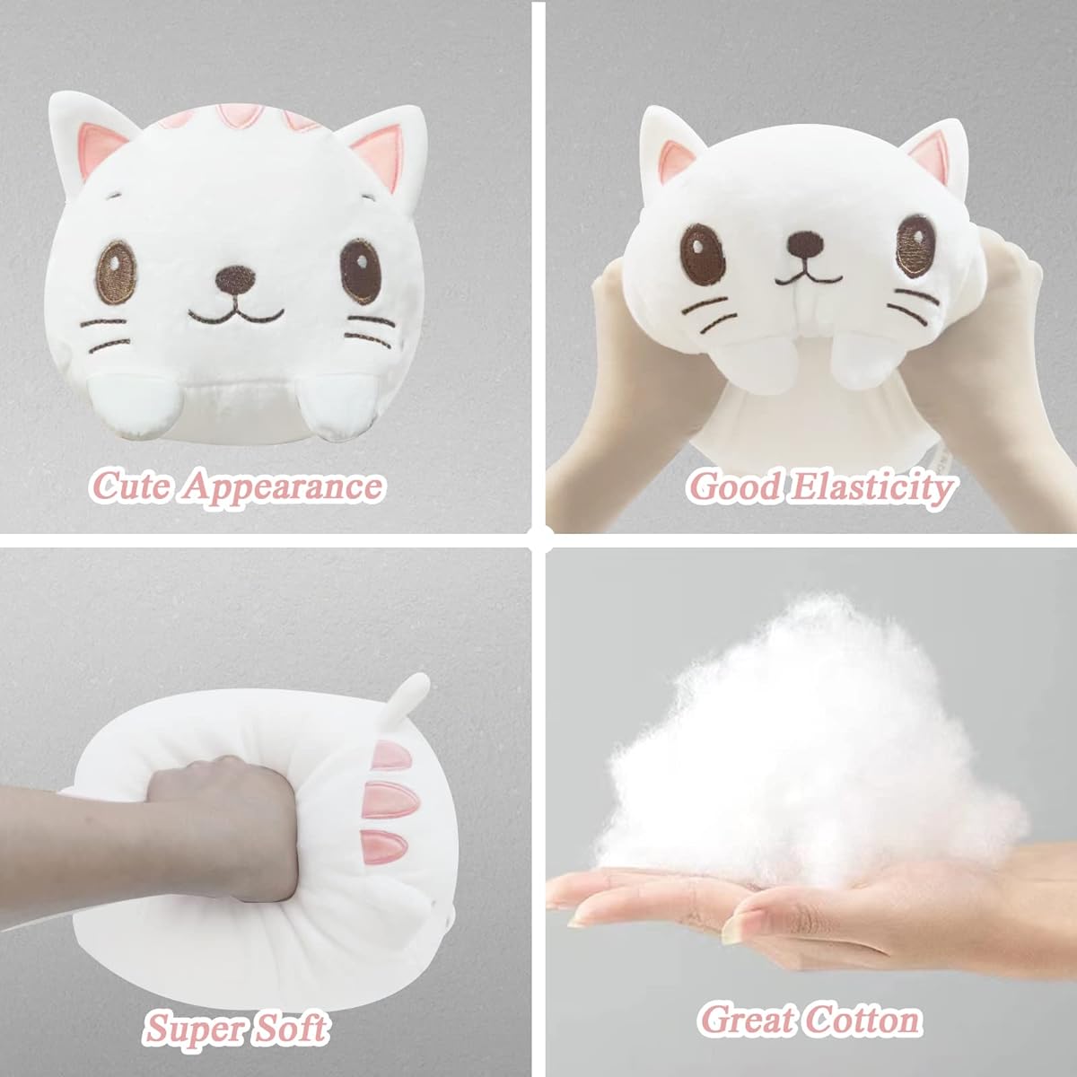 Tuscyvk 23.6 Inch Cat Plush Toy 3D Cute Cat Stuffed Animal Pillow Cute Cylindrical Hugging Pillow, Soft Plush Pillow Stuffed Animal Toy Gift for Kids Birthday, Christmas, Thanksgiving