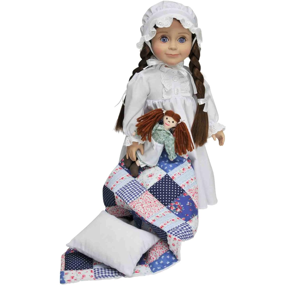 THE QUEEN'S TREASURES 18" Doll, Officially Licensed "Little House on The Prairie Laura Ingalls" 18" Doll with Quilt/Pillow, Ragdoll, Nightgown, Pantaloons, and Cap in Keepsake Box
