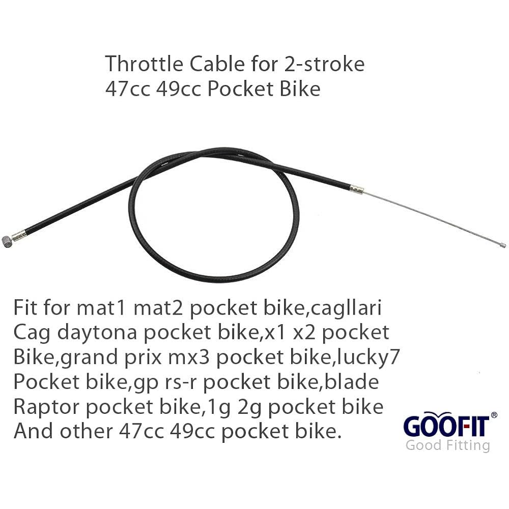Goofit 28 1/2" Throttle Cable for 2 Stroke 47 CC 49 CC Cag Pocket Bike MAT1 MAT2 Ninja X1 X2 GP MX3