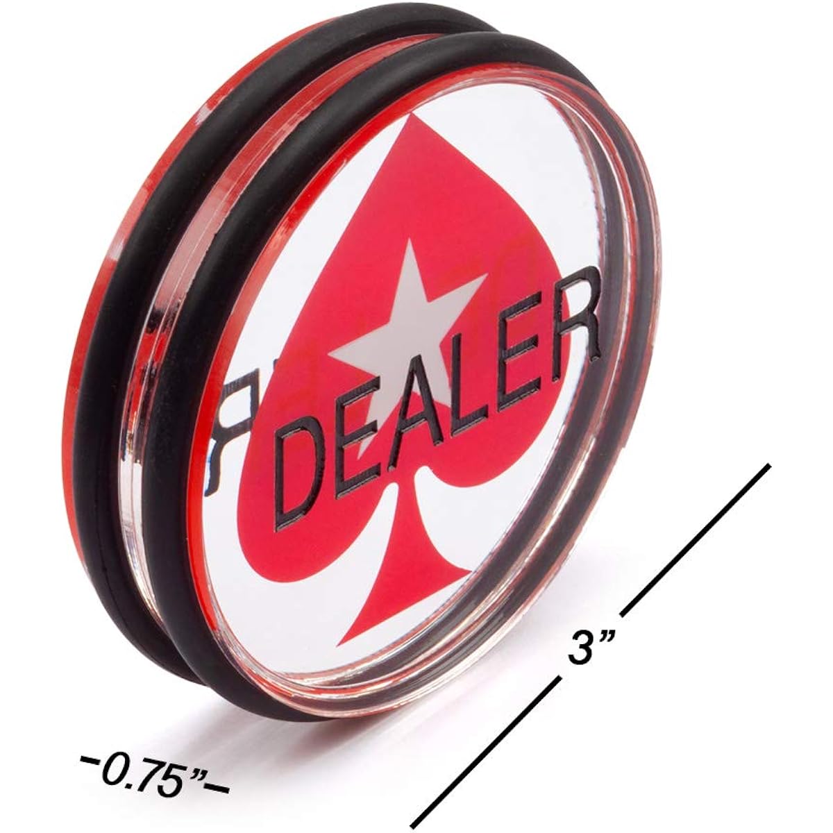3" Double-Sided Casino Grade Clear Acrylic Poker Dealer Puck Button for Gambling Card Games, Texas Hold'em, Poker Night, Tournaments
