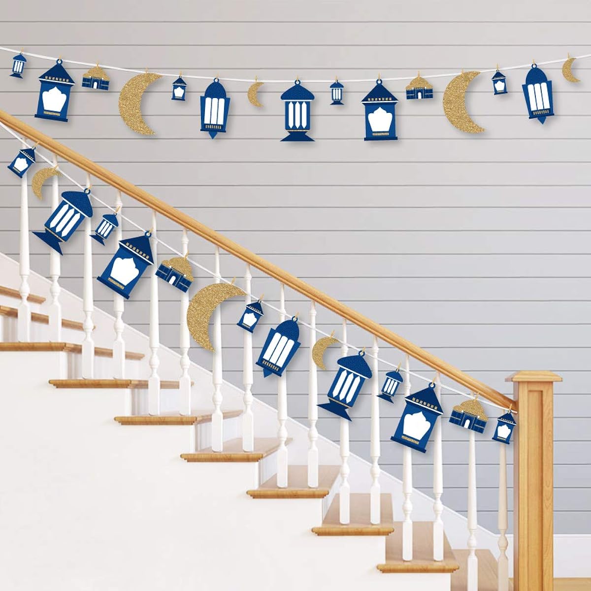 Big Dot of Happiness Ramadan - Eid Mubarak DIY Decorations - Clothespin Garland Banner - 44 Pieces