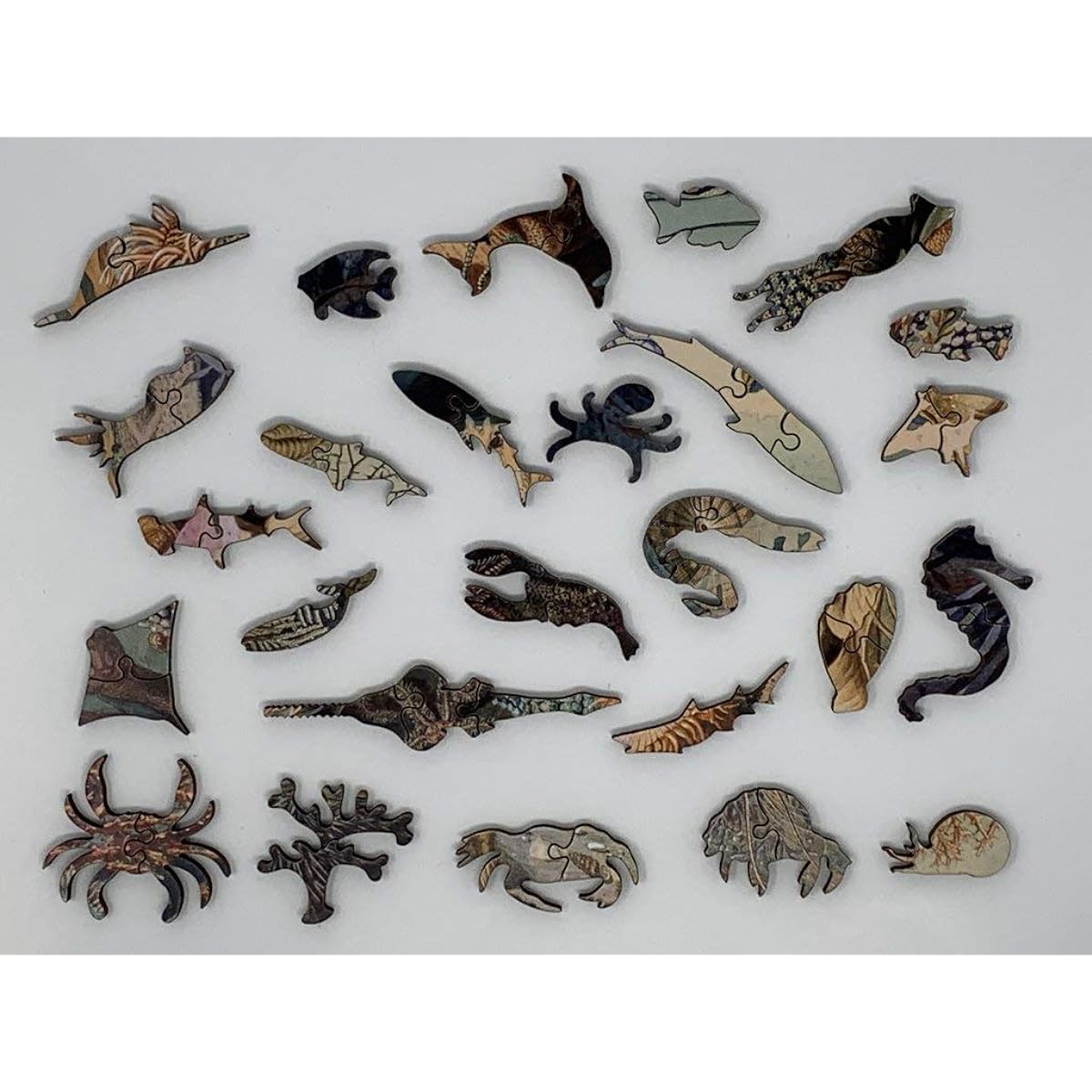 Nautilus Puzzles Adult Wooden Jigsaw Puzzle - Sea Creatures - 475 Unique Wooden Pieces Made in the USA
