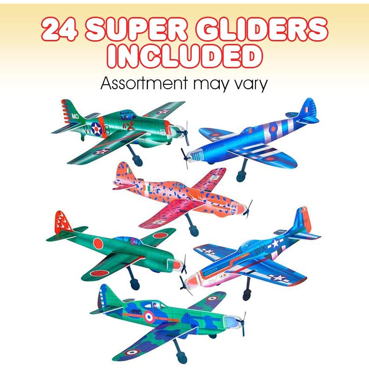 ArtCreativity Super Foam Gliders for Kids - Set of 24 Lightweight Airplanes Assorted Designs Individually Packaged Flying Planes - Fun Birthday Party Favors, Goodie Bag Fillers for Boys & Girls