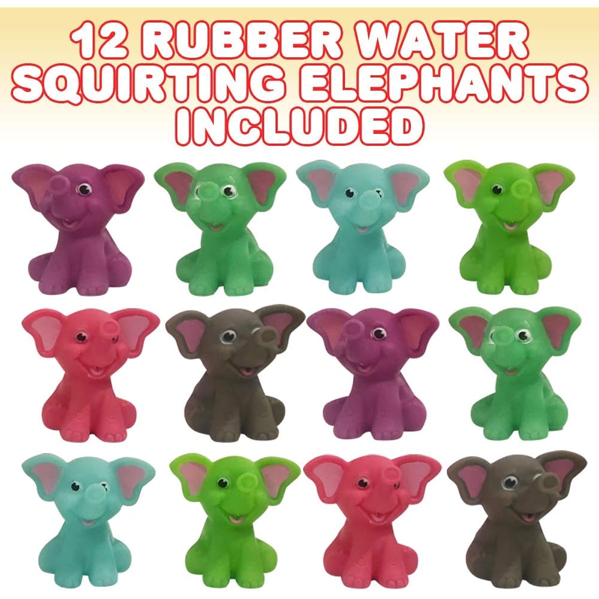 ArtCreativity 12 Pack Rubber Water Squirting Elephants Kids Tub and Pool Toys Safe and Durable Water Squirts Birthday Party Favors Goodie Bag Fillers