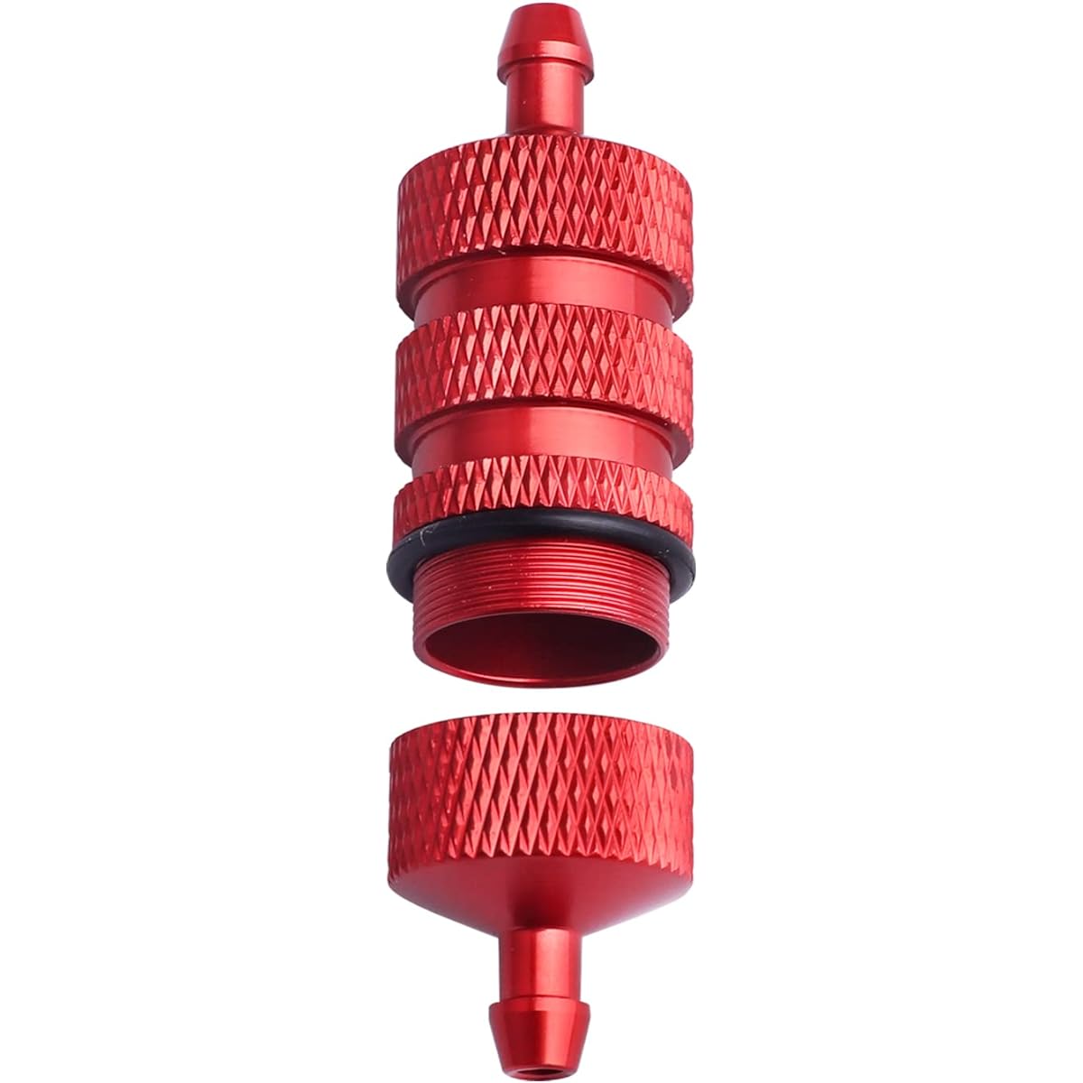 AllinRC RC Oil Filter Nitro Fuel Filter with Silicone Tube for 1/8 1/10 Traxxas Redcat HSP Team Related Racing Car Airplane Red Anodized