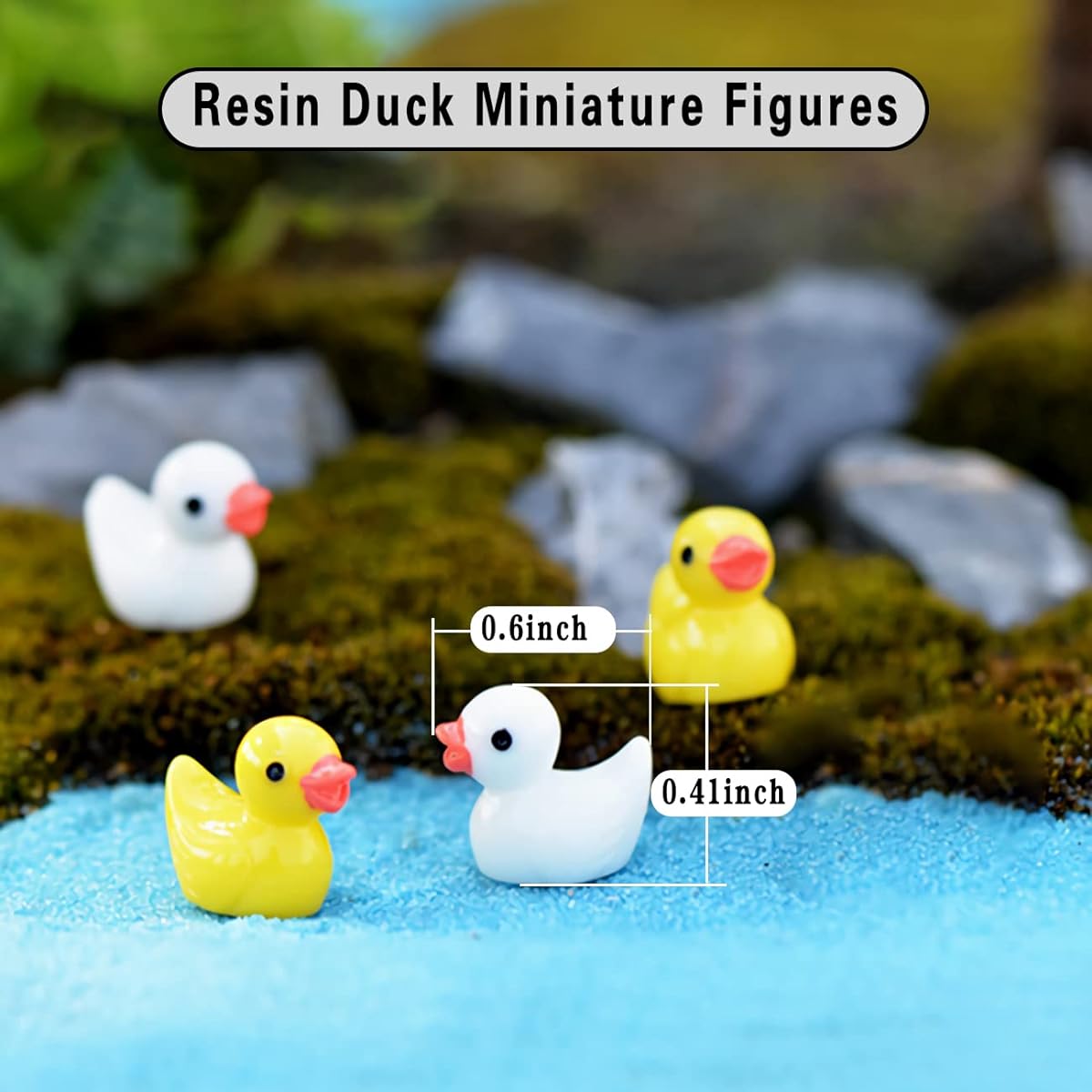 Cute Duck Miniature Figures Fairy Garden Kit Fairy Garden Animals Miniature Figures Micro Landscape Ornament Kit DIY Kit Eco-Friendly Resin Home Party Decoration Supplies (20 Pieces)