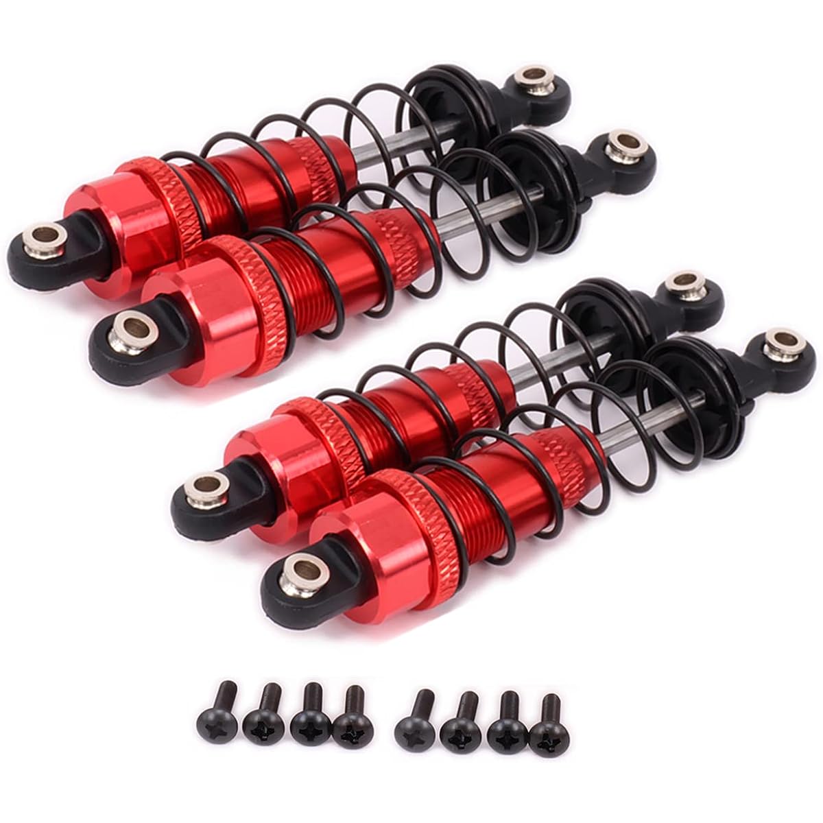 Alloy RC Shock Absorber Damper 85mm for 1/10 Hpi Hsp Losi Axial Tamiya Redcat Himoto Losi Oil Adjustable Style RC Car Upgrade Parts 4pcs/Set (Red)
