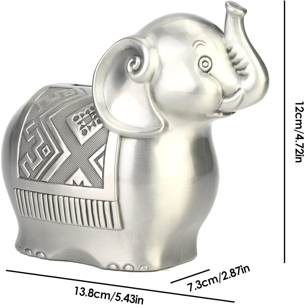 5.43x4.72x3.26inch Cute Elephant Piggy Bank Alloy Elephant Piggy Bank Money Box Piggy Bank Animal Cartoon Coin Jar Coins for Kids Money Box Toy Desktop Decor for Bedroom Desk Living Room Office