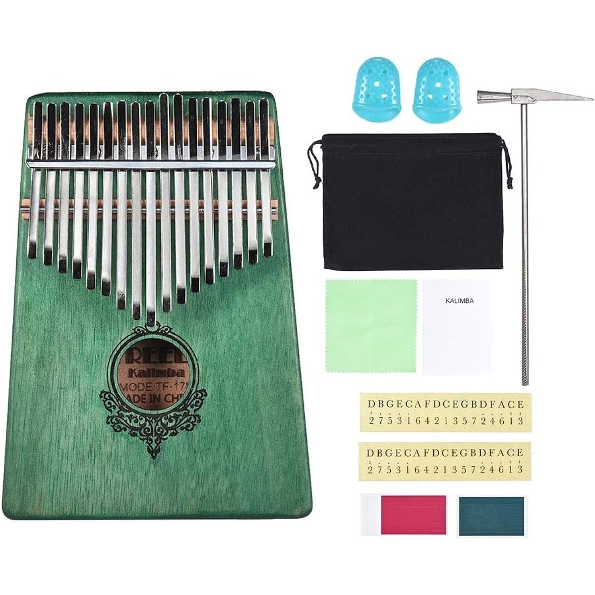 Thumb Piano 17 Keys Kalimba Portable Thumb Piano African Musical Instrument (Size:One Size; Color:Green)
