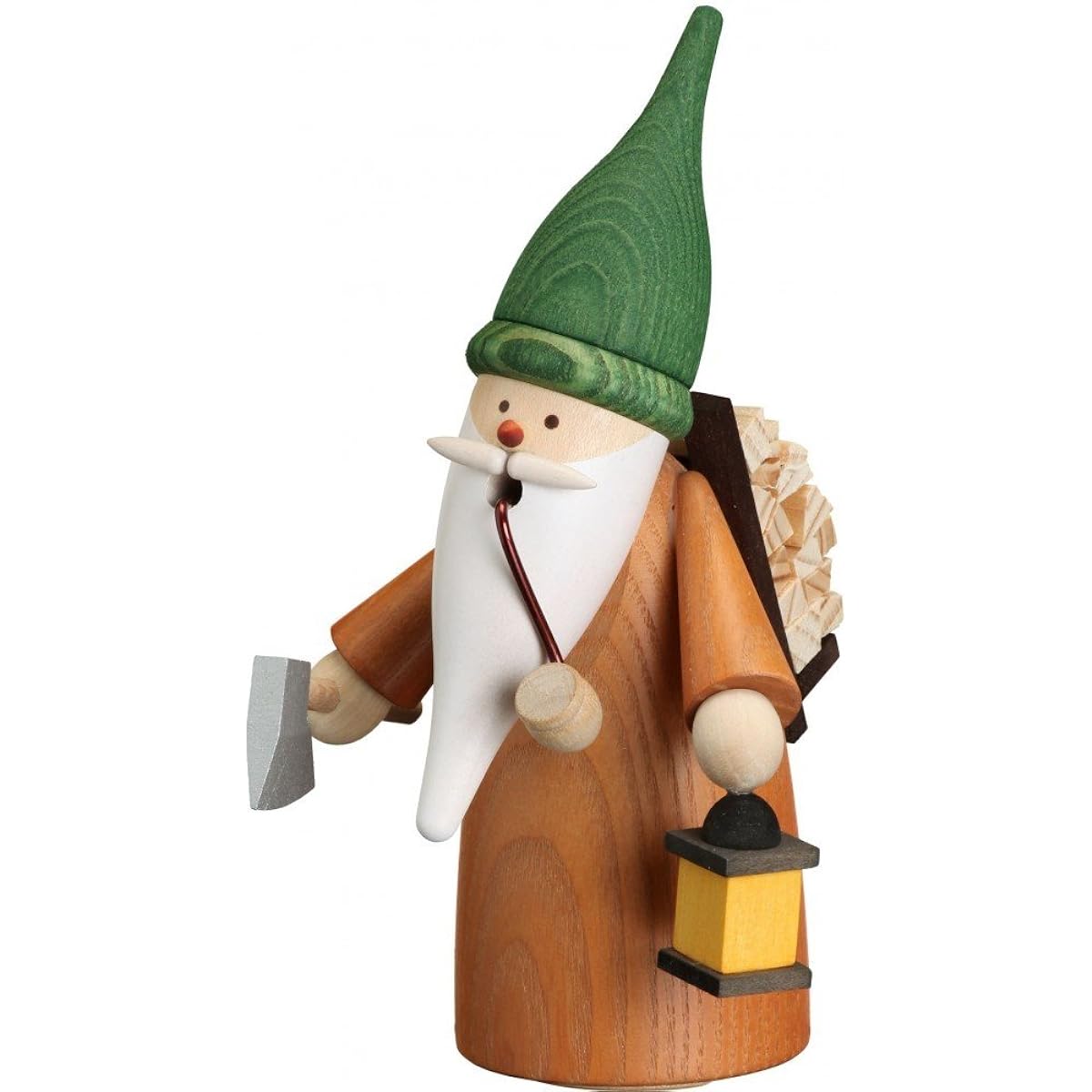 Smoke-emitting figure Woodcutter, height 16 cm, original from the Erzgebirge Folk Art Seiffen
