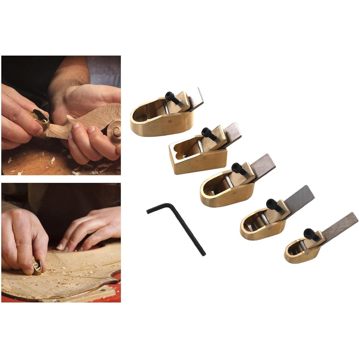 Oshhni 5 Piece Violin Thumb Plane Woodworking Thumb Plane Luthier Tool Easy to Use, Bronze
