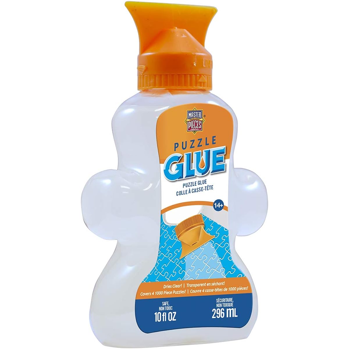 MasterPieces Accessories Jigsaw Puzzle Piece Shaped Glue Bottles with Swivel Spreader Caps, 10oz Assorted