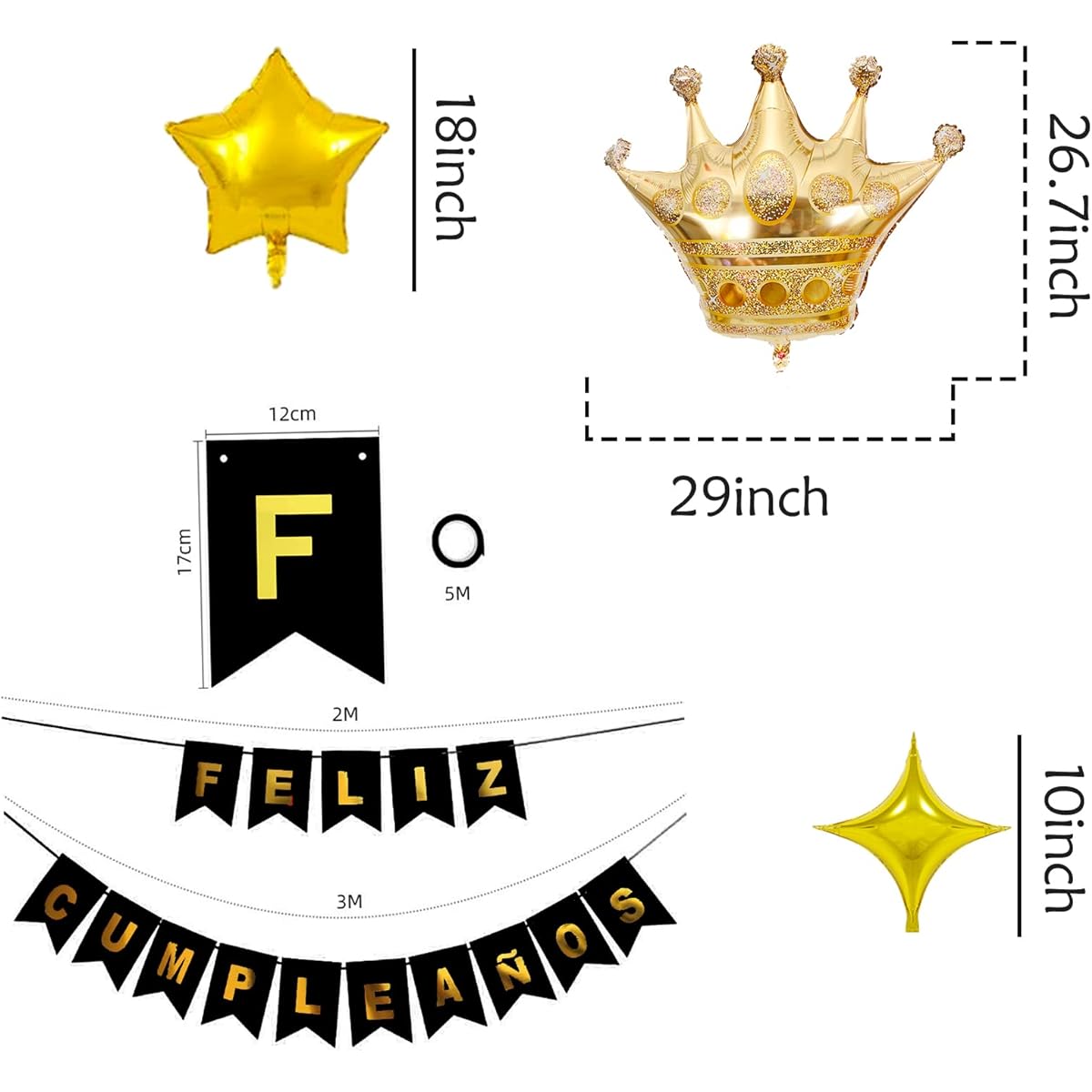 BIEUFBJI Feliz Cumpleaños Banner - Happy Birthday Banner Black & Gold Birthday Party Decorations Supplies Birthday Party Decorations Supplies Fiesta Theme Party Decorations Set