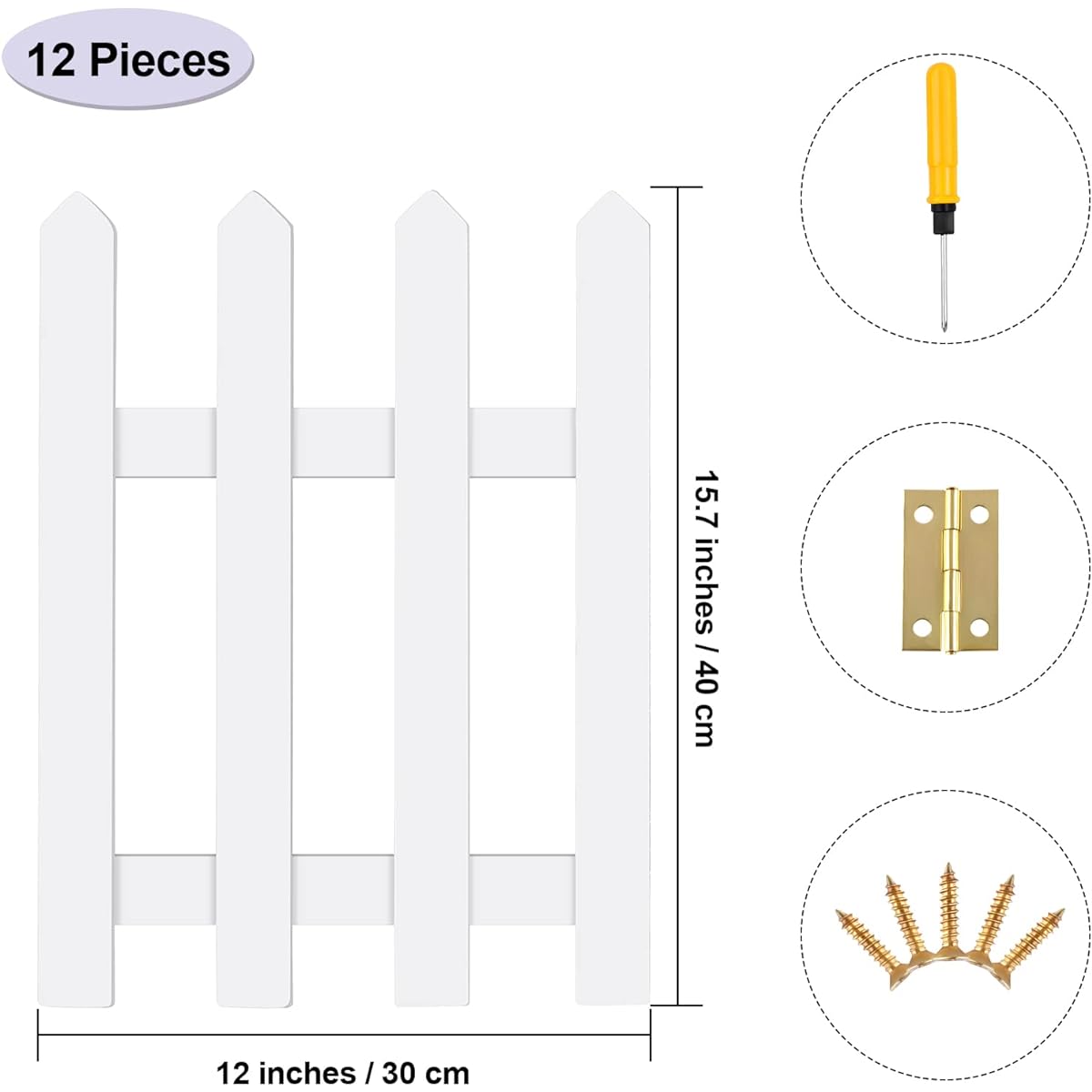 RUODON Christmas Tree Fence White Wooden Picket Fence Tree Fence Christmas Wedding Party Decoration 15.7 x 12 Inch Pack of 12