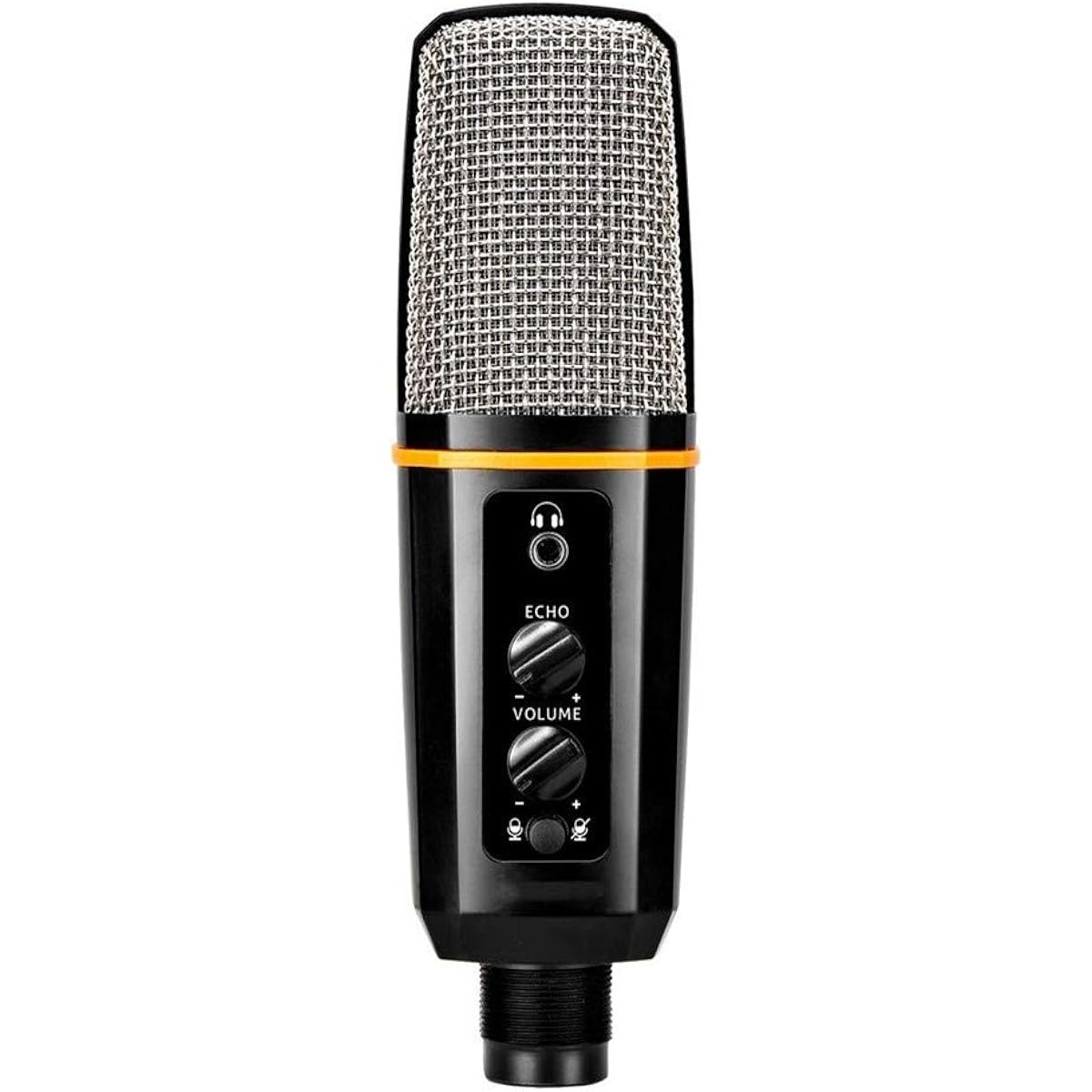 USB Professional Microphone Vocal with Built-in Sound Card Echo for Recording Live Stream Video YouTube Black