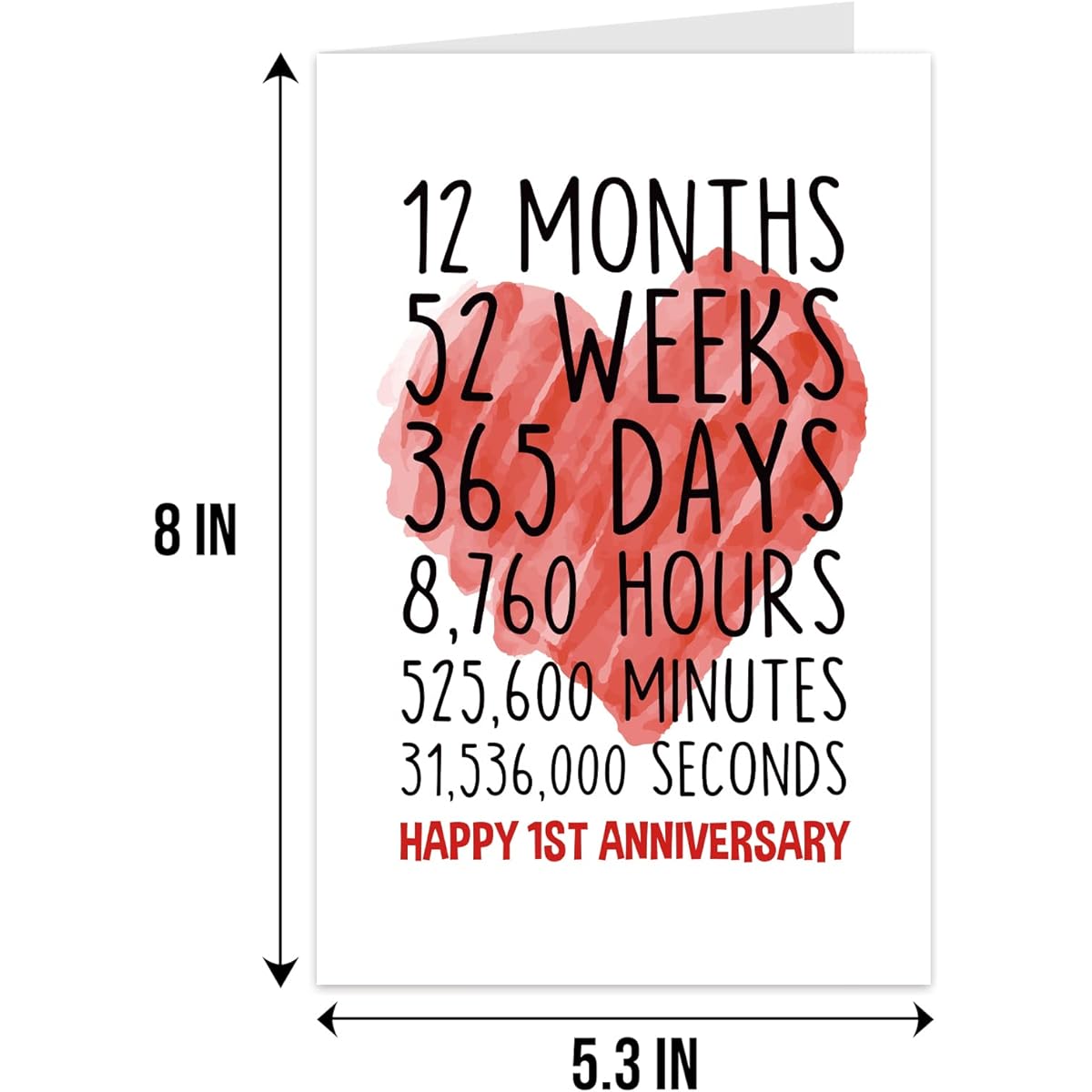 Qiliji Happy 1st Anniversary Card for Him Her, First Wedding Anniversary Greeting Card, Funny One Year Together Anniversary Card
