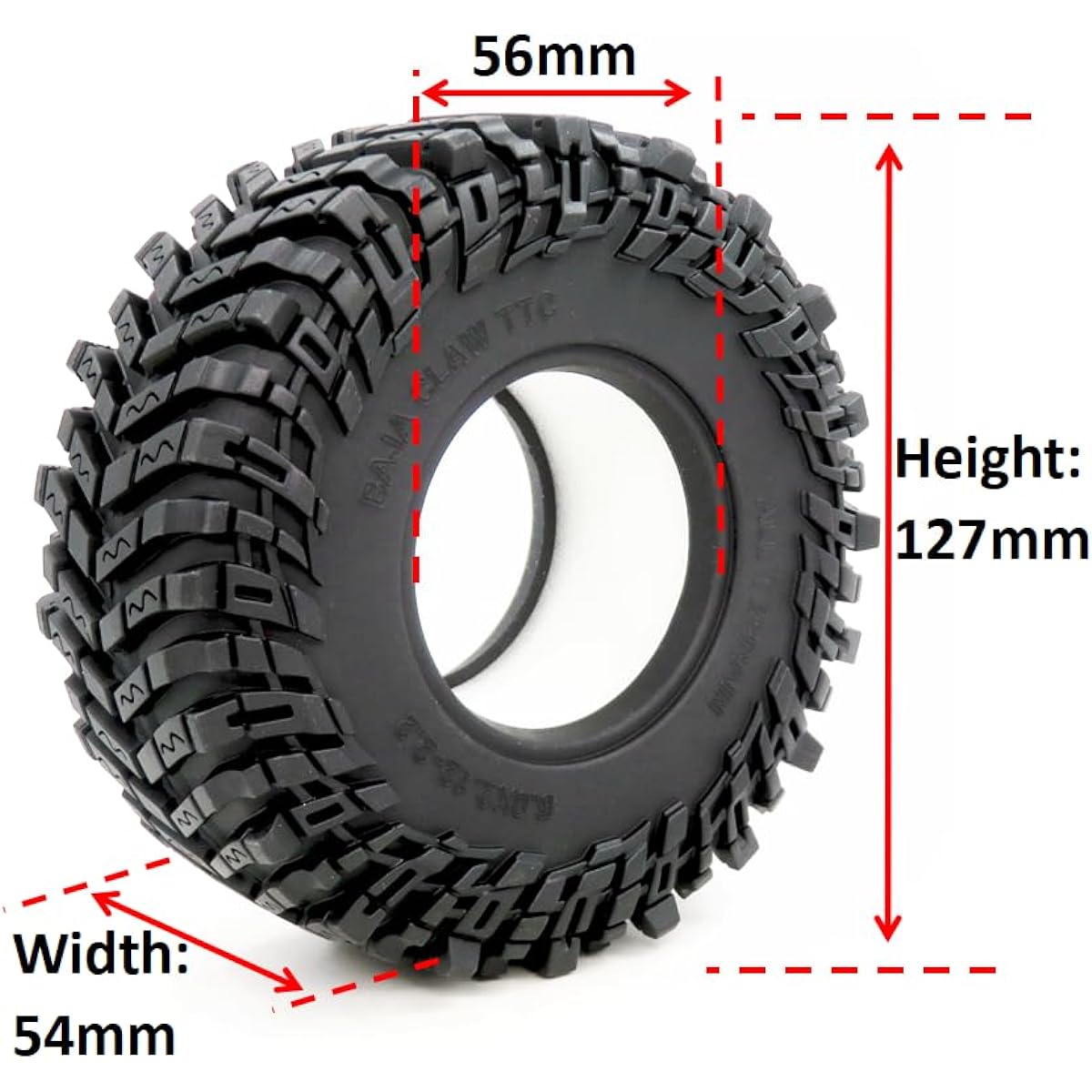 HOBBYSOUL RC Soft Sticky 2.2 Tires Tyres 127mm/5.0inch Height for 1/10 Mud Crawler Truck Axial Wraith Axial Yeti 1/10 / Traxxas trx4 AMG 6x6 / redcat Everest 10 4pcs