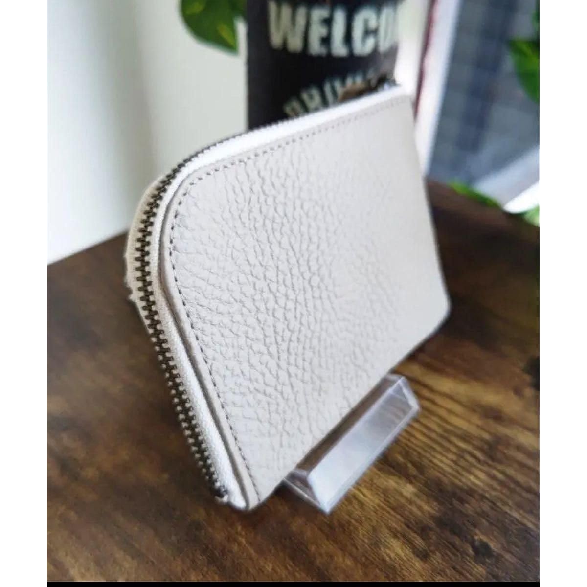 Compact Mina Perhonen Tambourine Brown L-shaped zipper mini wallet Genuine leather L-shaped