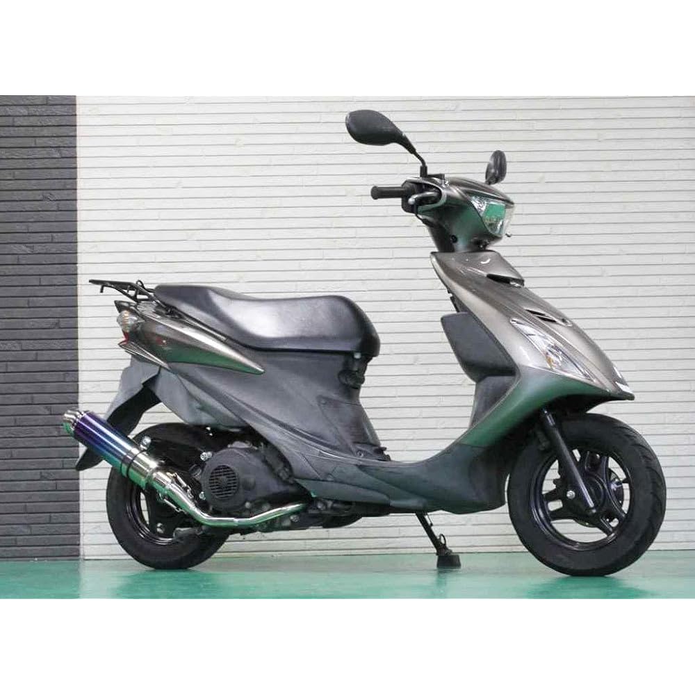Realspeed Suzuki 09 Address V125S/V125G (CF4EA/CF4MA) Bike Muffler (O2 Sensor Compatible) Fourze Titanium Blue Color Muffler RSP-FOU-404
