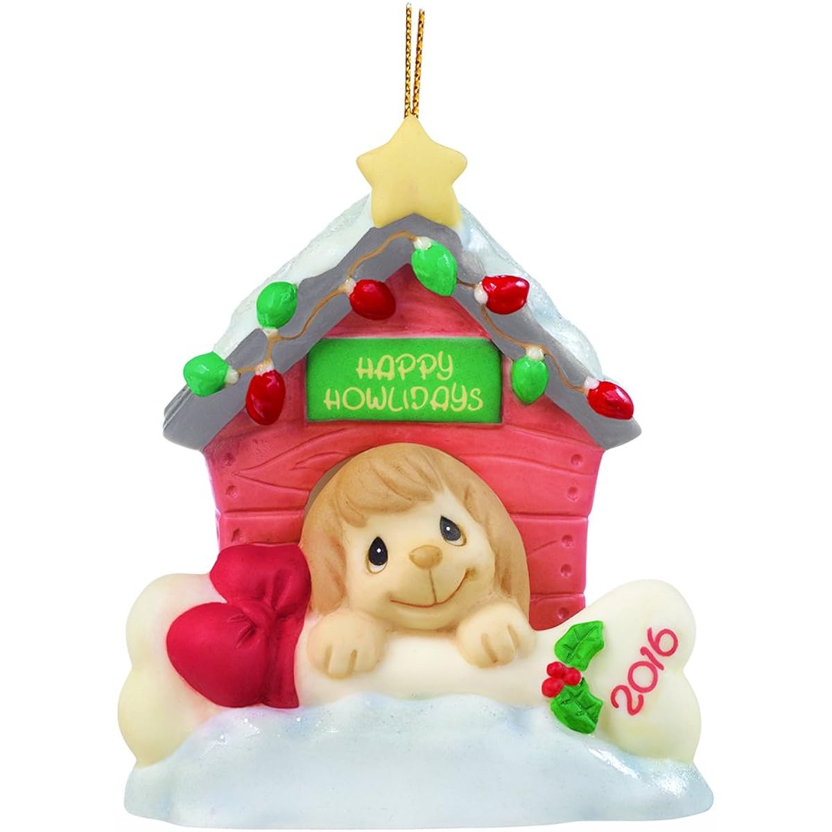 Precious Moments, Christmas Gifts,"Home For The Howlidays", Dated 2016, Bisque Porcelain Ornament, 161008