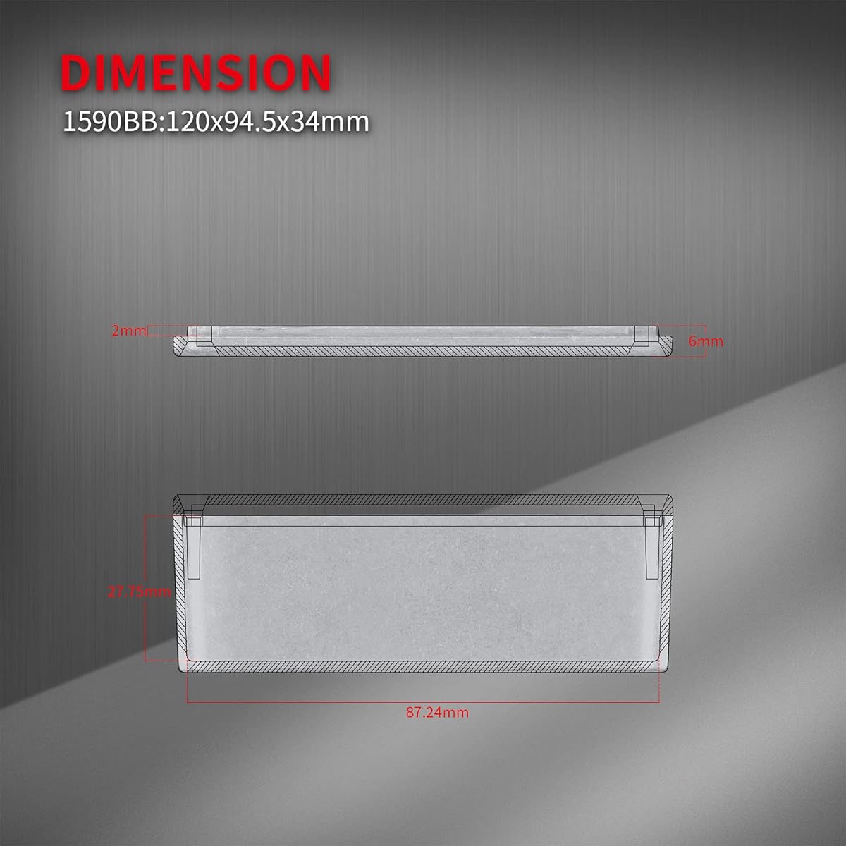 DaierTek 1590BB Aluminum Metal Stomp Box Case Guitar Pedal Enclosure Effect Enclosure Stomp Box Unpainted 120x94.5x34mm Toggle Switch Box