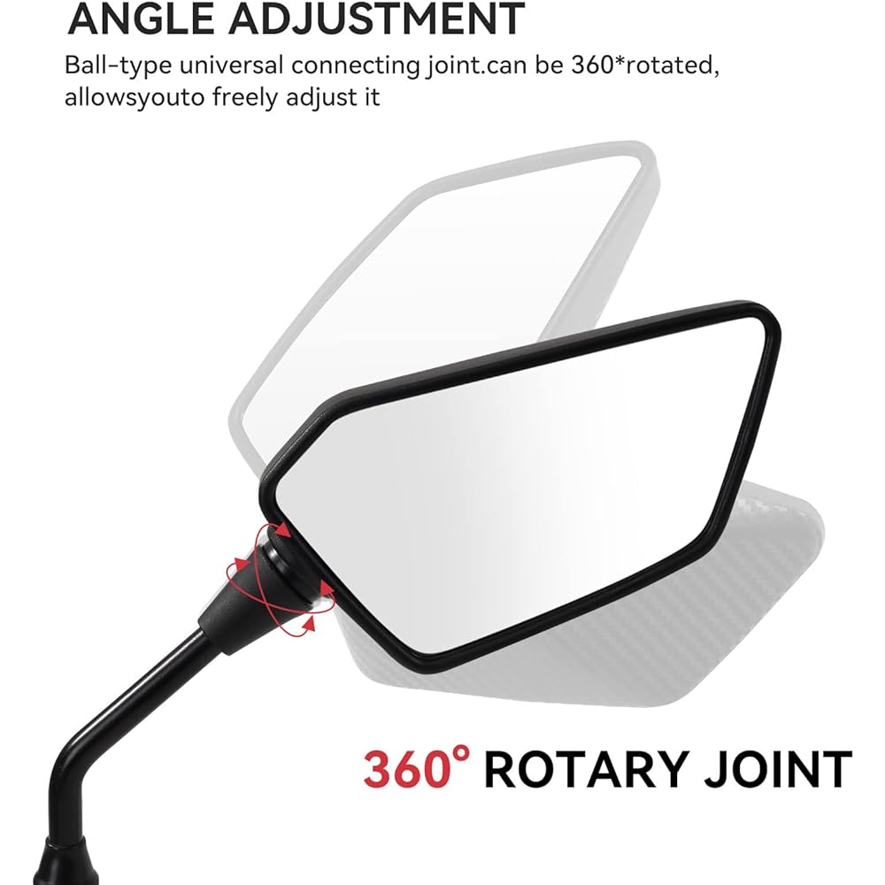 Esploratori ATV Mirror Side Rearview Mirror for Motorcycle ATV Scooter Cruiser 8mm 10mm Bolt 7/8 Inch Handlebar Mount Clamp Compatible with Suzuki Yamaha Honda Kawasaki Victory etc.
