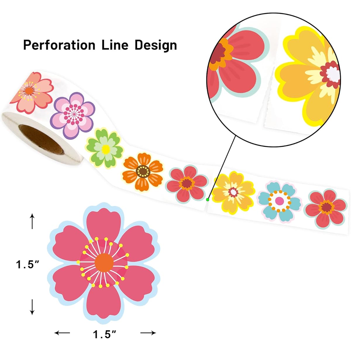 500pcs Flower Stickers for Kids Spring Easter Roll Stickers for Decorating Envelopes/Cards/Party Supplies
