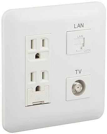 Panasonic Cosmo Series Wide 21 Recessed Multimedia Outlet Grounded Double Outlet with Earth Terminal TV/High Shield 10-3224MHz CAT5E White WTF34373W