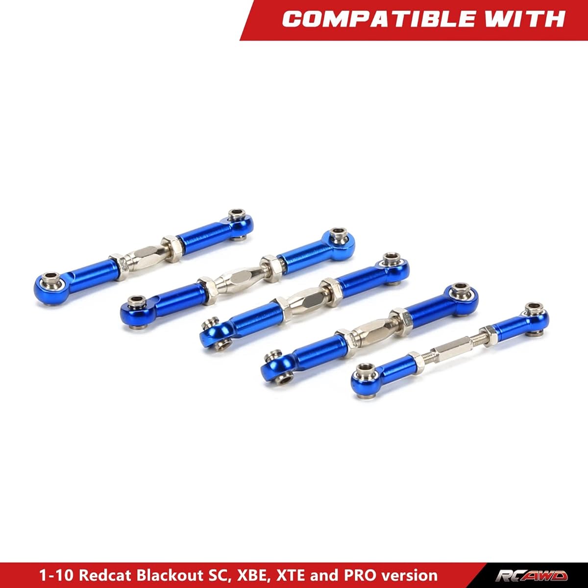 RCAWD Turnbuckle with Rod End for 1/10 Redcat Racing Blackout SC SC PRO XTE XTE PRO XBE PRO XBE PRO Upgrade Linkage Tie Rod Toe Link Parts BS213-016 Hop-up Blue