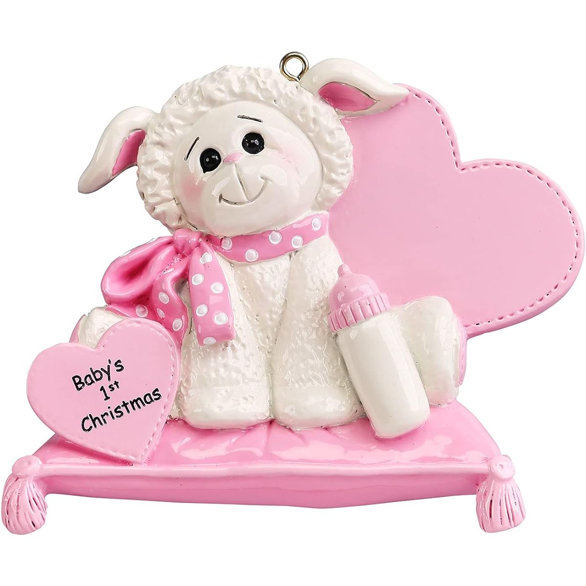 Personalized Baby's First Christmas Ornament - My First Christmas Ornament 2022 - Baby Lamb Girl First Christmas Ornament Pink Baby Sheep 1st Christmas Baby Ornament - Free Customization
