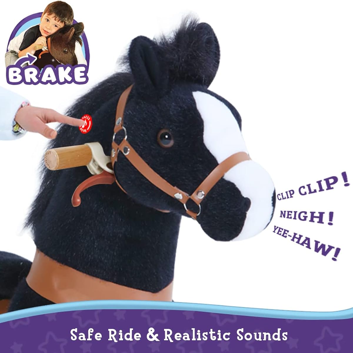 Ponycycle Official Ride On Unicorn No Battery No Electricity Mechanical Unicorn White Small for Ages 3-5