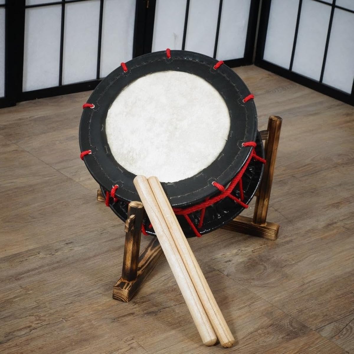 Storehouse-fresh Shime Taiko (Japanese drum) Cowhide Leather Japanese drum With drumsticks and stand Flat drum