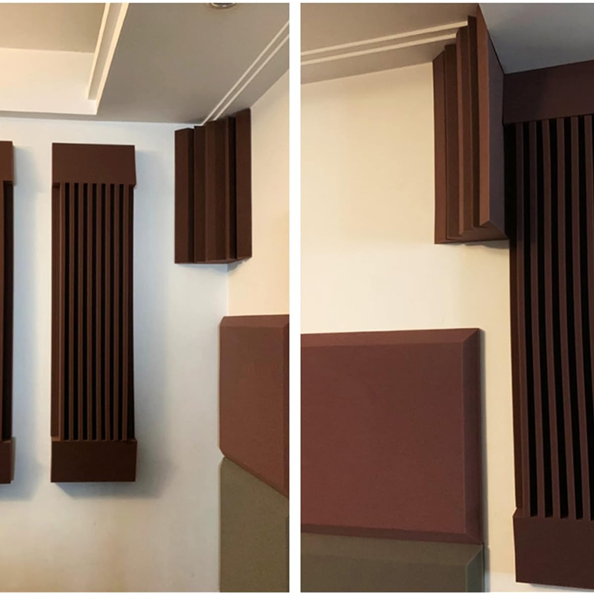 Corner Bass Trap Soundproofing Foam Black/Purple/Grey Flame Retardant Sound Absorbing Sponge Noise Cancelling Sound Absorbing Foam for Acoustic Treatment (Grey) (Black)