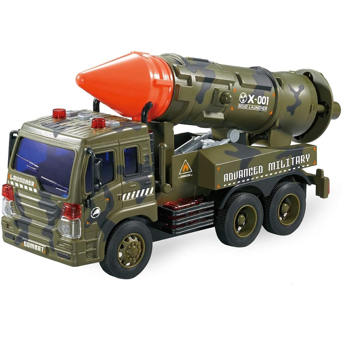 Friction Launcher Fighter Military Truck – Pullback Missile Carrier Army Vehicle with Lights & Sounds – Pretend Play & Action Toys for Kids