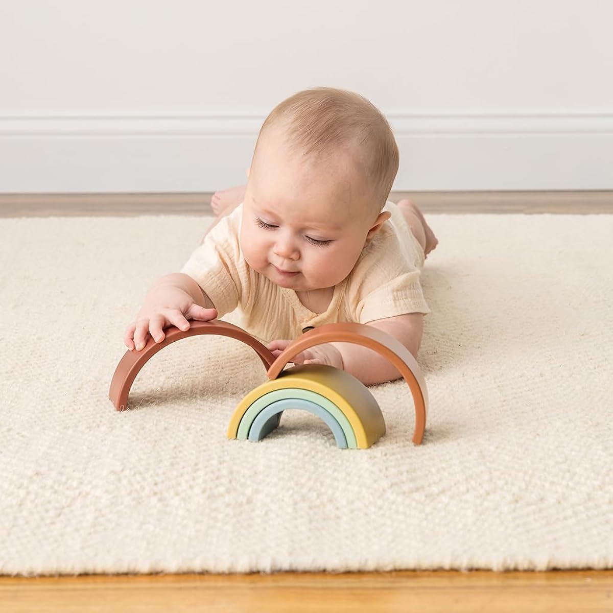 Itzy Ritzy Rainbow Stacker Toy - Includes 5 Stacking Arches Helps Develop Hand-Eye Coordination; Rainbow, RS8548