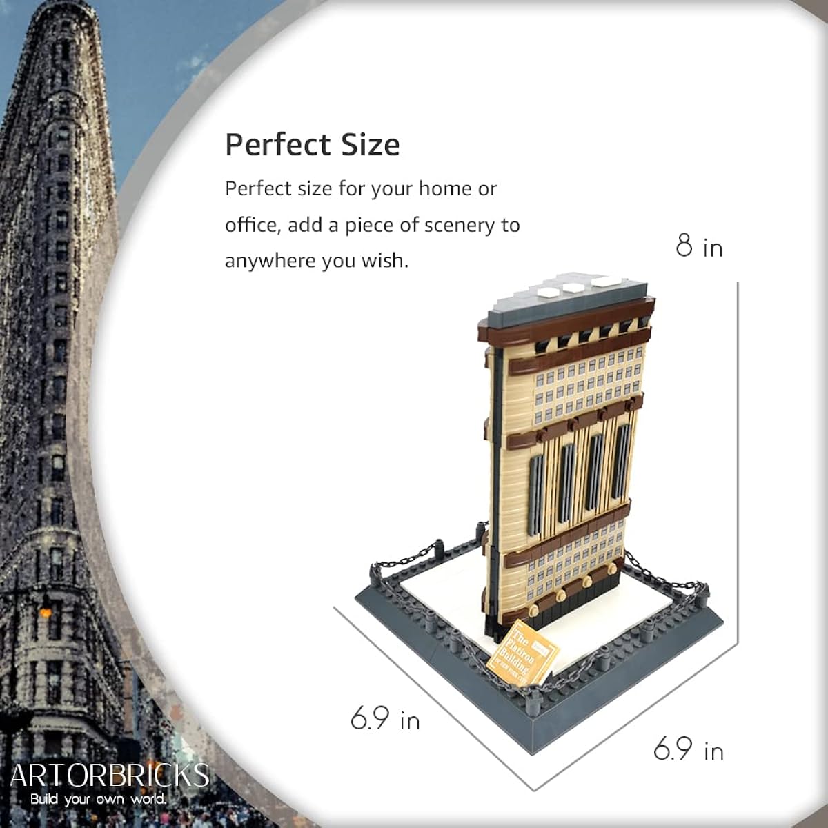 Artorbricks Architectural New York Flation Building Large Collection Building Set Model Kit Gift for Kids and Adults Compatible with Lego (838 Pieces)