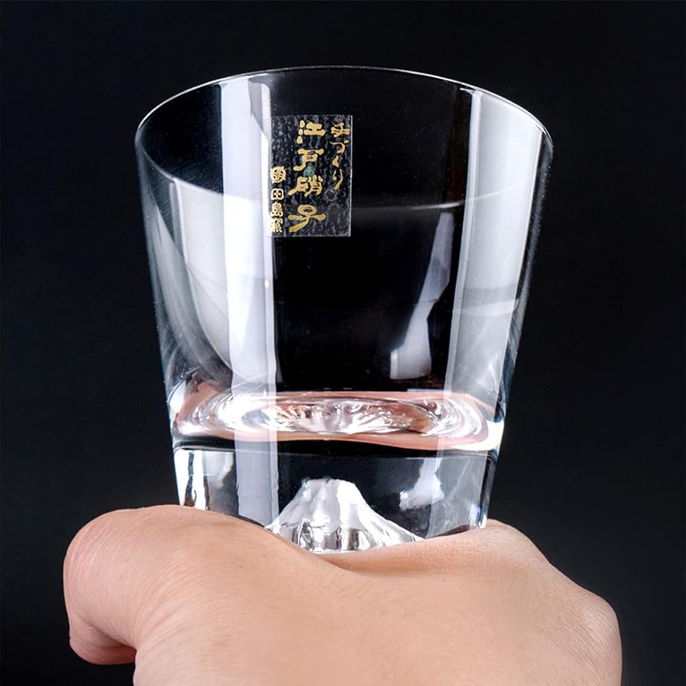 Mt. Fuji Glass, Tajima Glass, Mt. Fuji Mini Rock Glass, Plain x Mt. Fuji Cold Sake Glass, Pair Set, Set of 2, Mini Souvenir Grand Prix, Edo Glass, Mt. Fuji Sea, Whiskey Glass, Rock Beer, Japanese