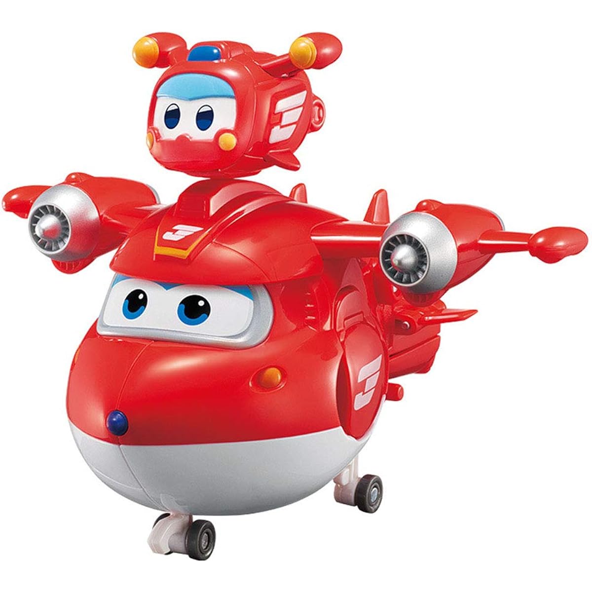Season 9 Super Wings (Jet + Jet Baby) Super Pet + Transforming Robot Combination Boys and Girls Magnetic Luminous Toys BESTWALED Kids Toy Set Children's Day Gift