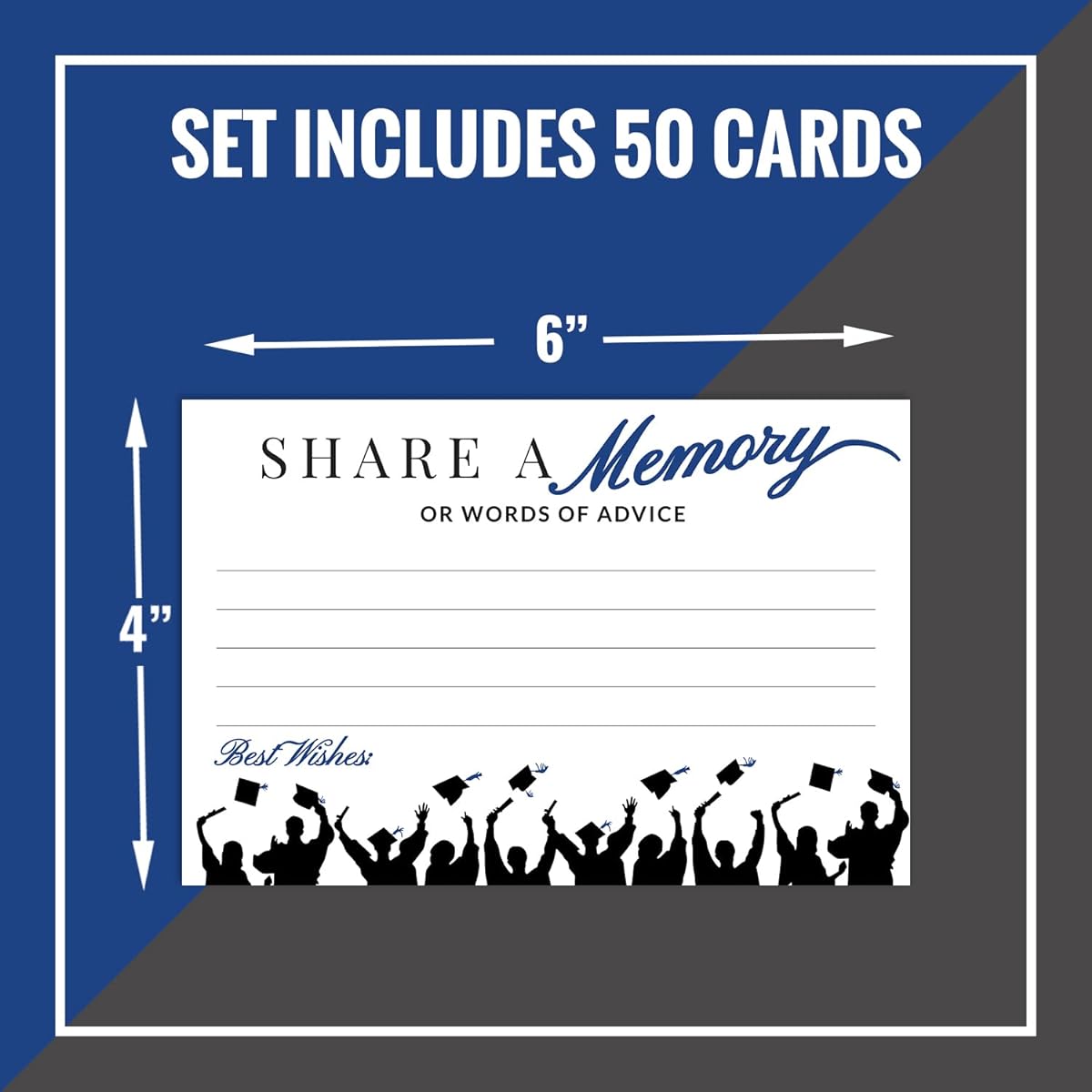 50 Blue Graduation Share Your Graduation Memories and Advice Cards - Party Games Ideas Activity Supplies Decorations Graduation Gifts for College High School Students Blue & Black Made in the USA