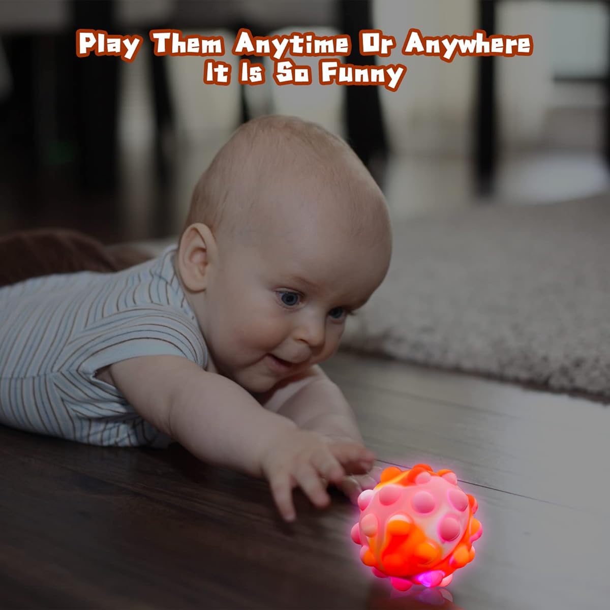 Light Up Balls 3 Pack Stress Balls for Kids and Adults Pop It Sensory Fidget Bubble Balls