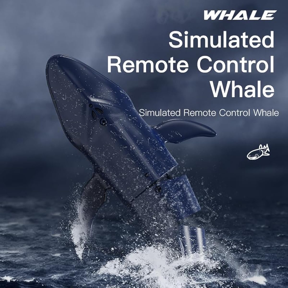 chxingfeng Remote Control Whale Shark Toy Cartoon Dark Blue Whale RC Shark Remote Control Boat Kids Water Toys Swimming Pool Bathroom Toys (4 AA Batteries Included)