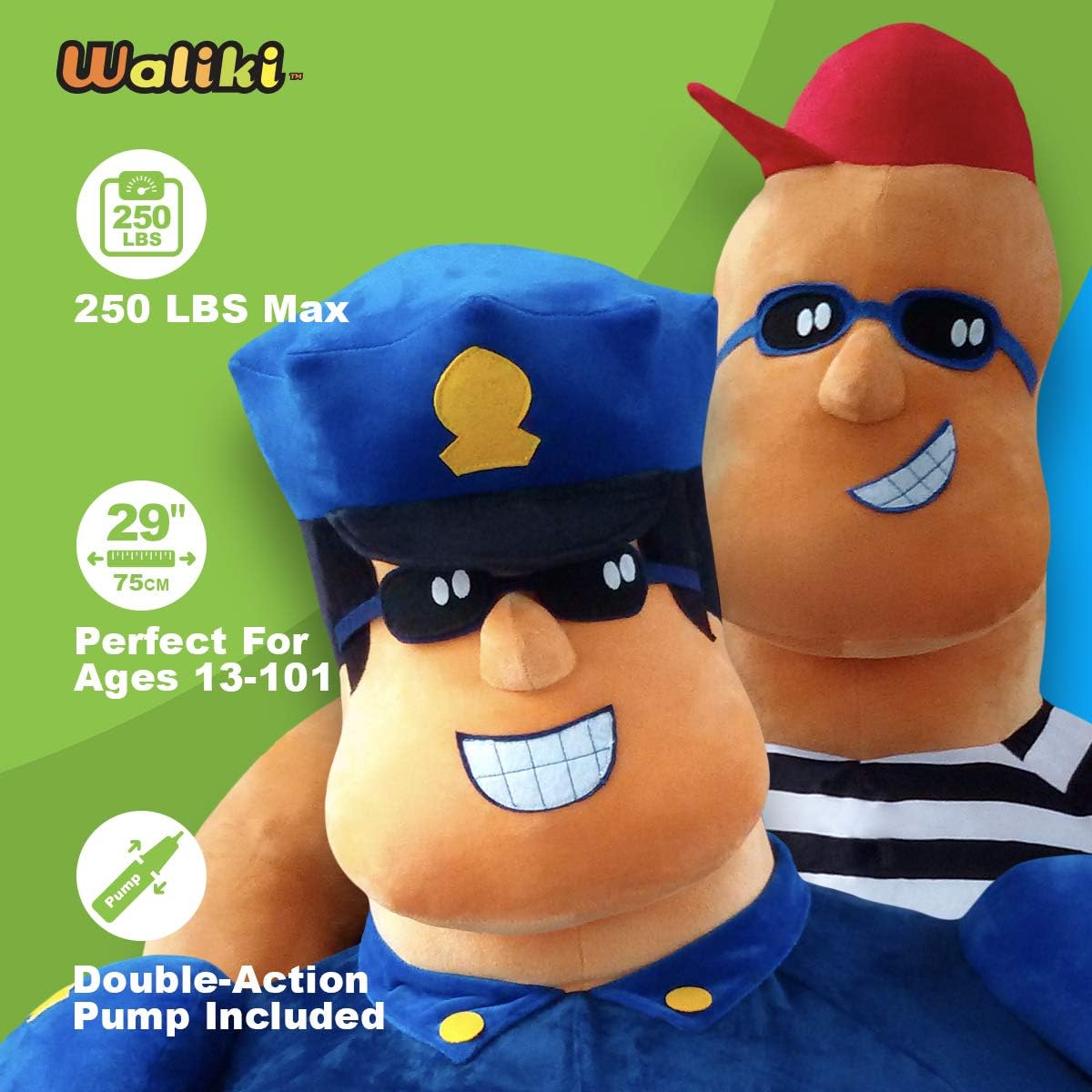WALIKI Hopper Ball for Adults 13-101 | Hippie Hop | Jumping Hopping Ball | Horse Bouncy Ball (Cop and Robber (2 Pack)