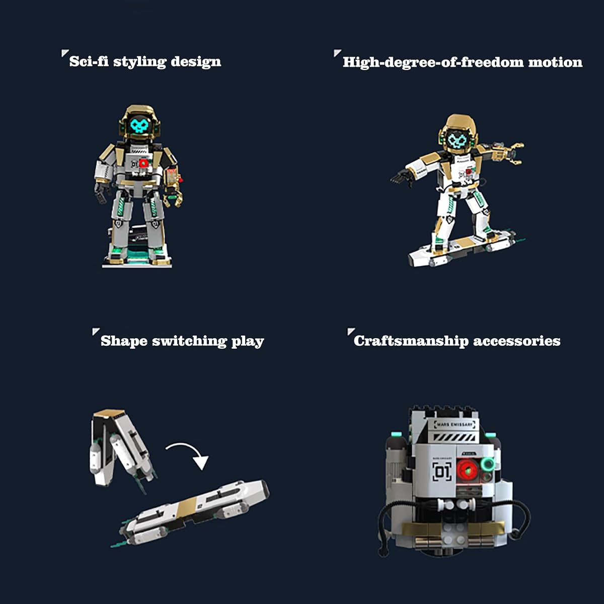 CAEROKEERL Space Explorer Building Toy (1112 Pieces) Interchangeable Foam For Ages 8+ Favorite and Display Compatible with Lego Space Gift for Boys!