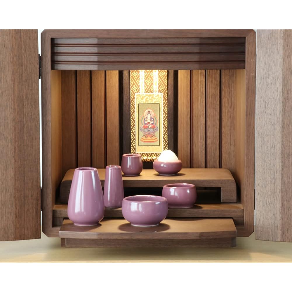Ceramic altar utensils "Momiji" 6 utensils set, perfect for mini altars, purple