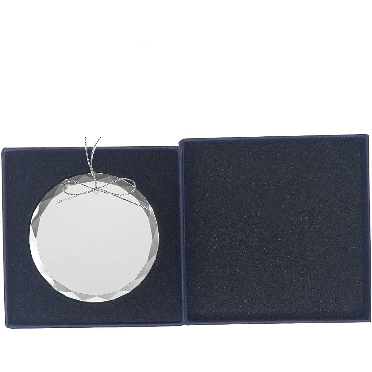 The Love Between A Granny & Grandson Lasts Forever Laser Engraved 3-1/4" Etched Handmade Christmas Round Clear Etched Crystal Glass Circle Inspirational Christmas Ornament with String