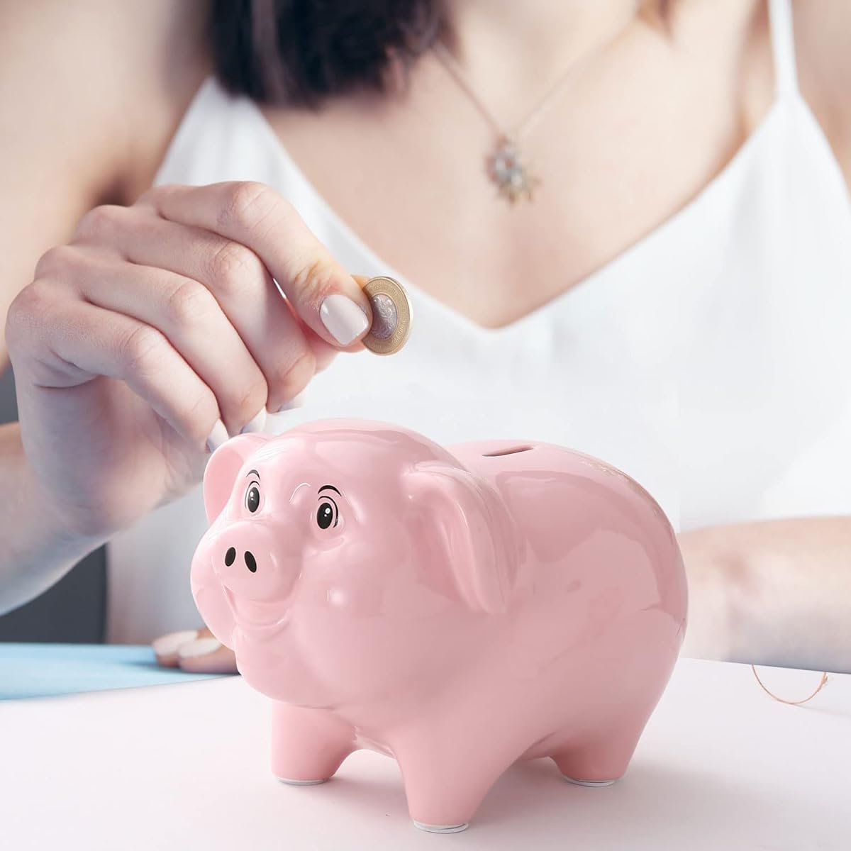 PIG WORLD 11 Inch Large Pink Piggy Bank for Adults Must Open, Piggy Bank for Boys, Piggy Bank for Girls, Kids, Savings, alcancias de Dinero para adultos niños, Money Saving